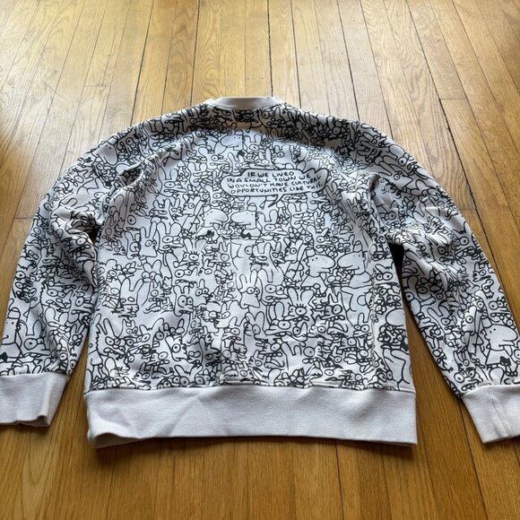 Comme Des Garçons Play Size L Black & White Doodle Graphic Print Sweatshirt - Picture 10 of 12
